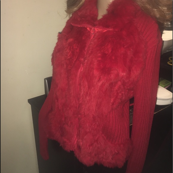 Women’s red sweatshirt top zip up zipper jacket - Picture 5 of 11